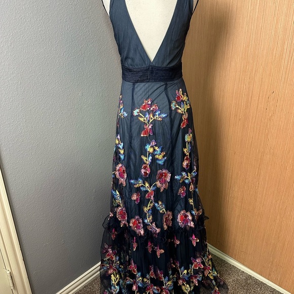 A Star Is Born Embellished Deep Plunge Maxi Dress, Size 10 - Picture 5 of 9